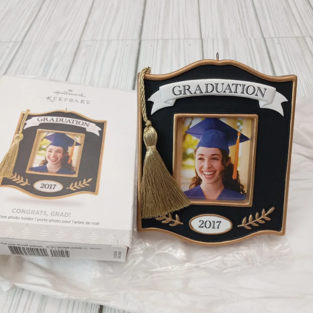 Hallmark 2017 Graduation Keepsake Christmas Tree Photo Holder Porcelain Ornament